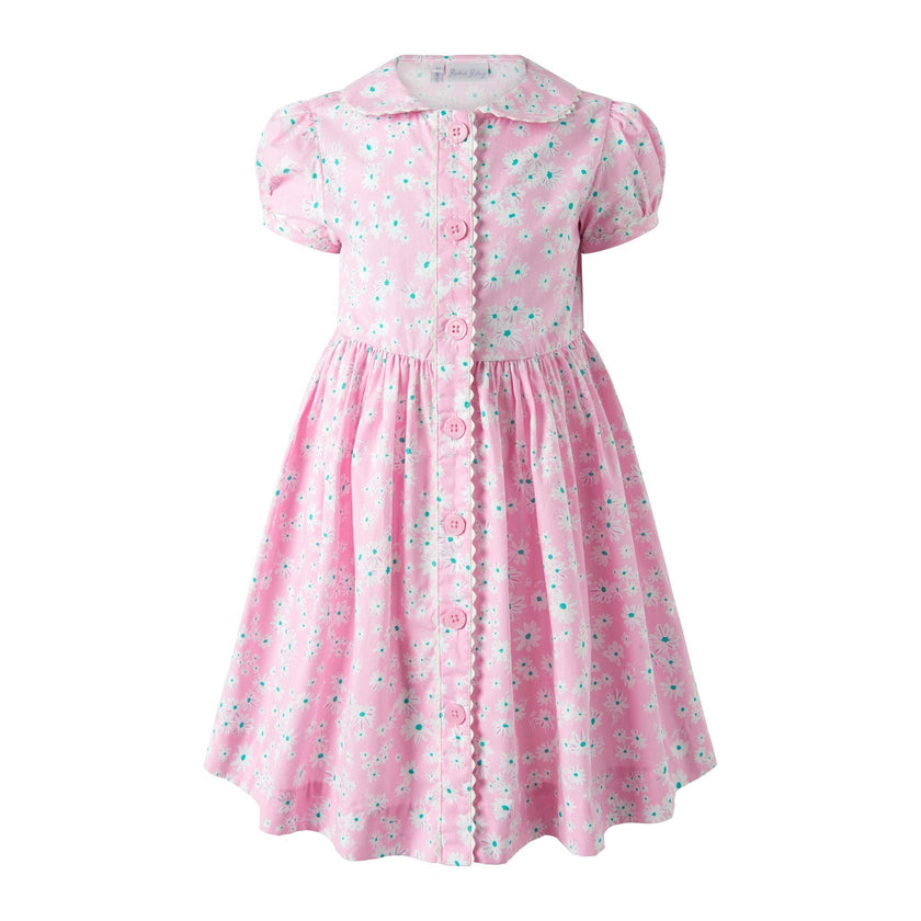 Pink Daisy Button-Front Dress