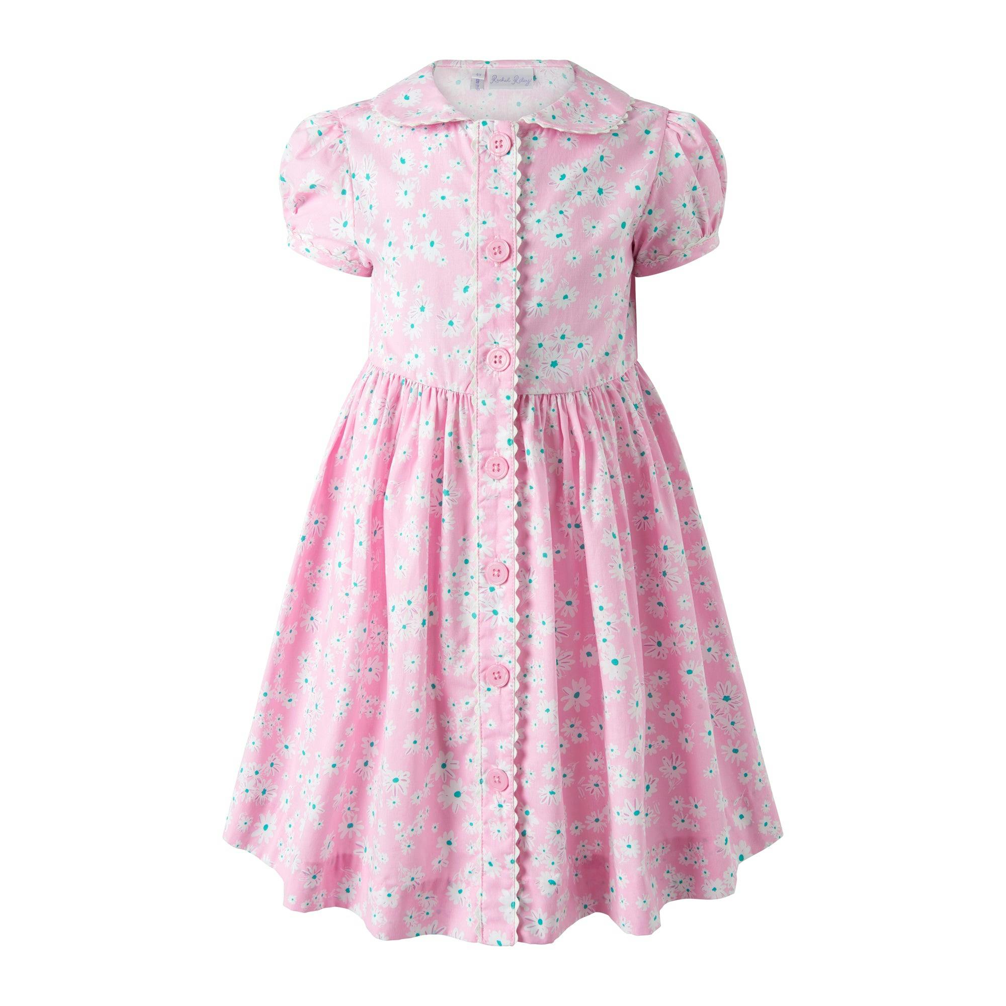Pink Daisy Button-Front Dress