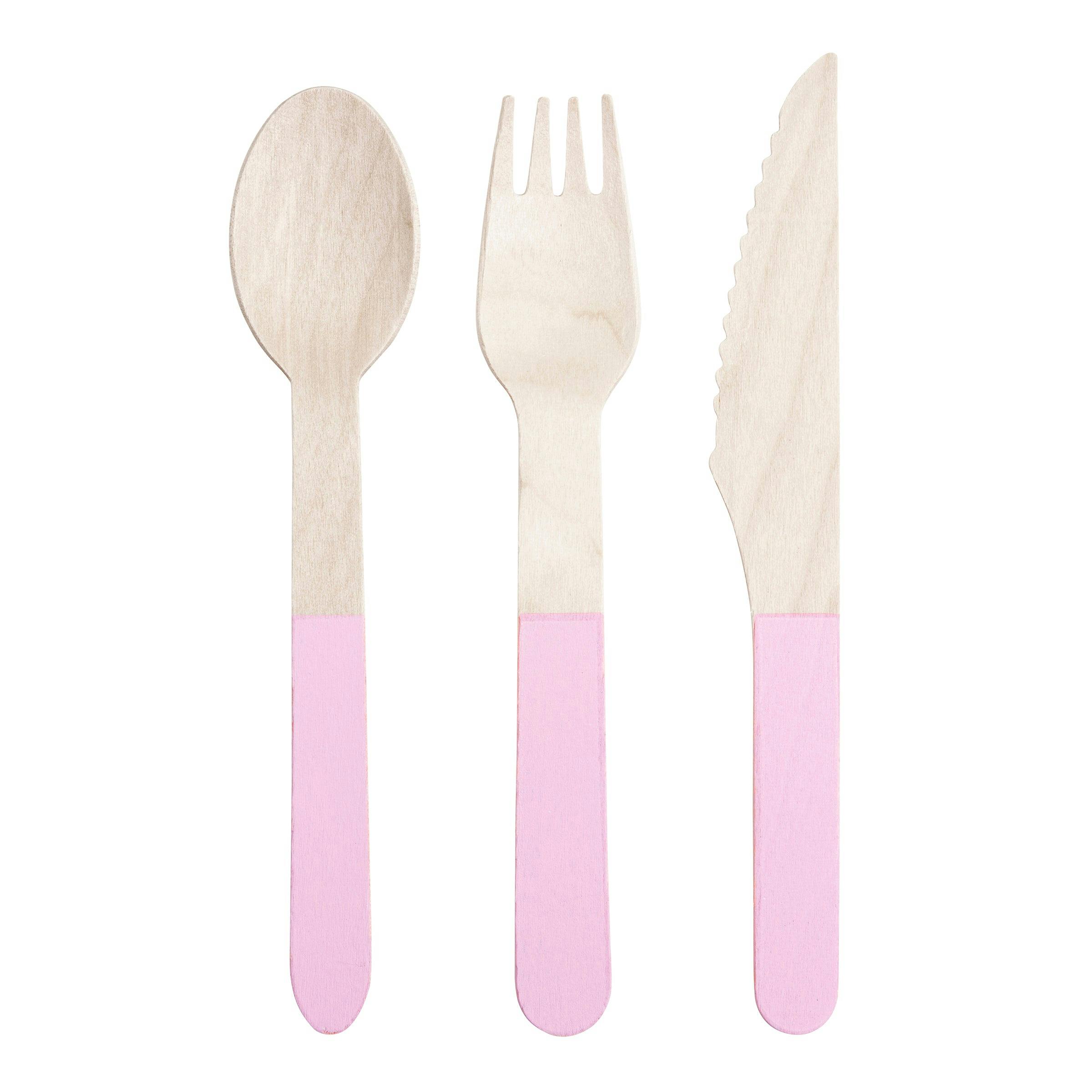 Soft Pink Wooden Cutlery Set