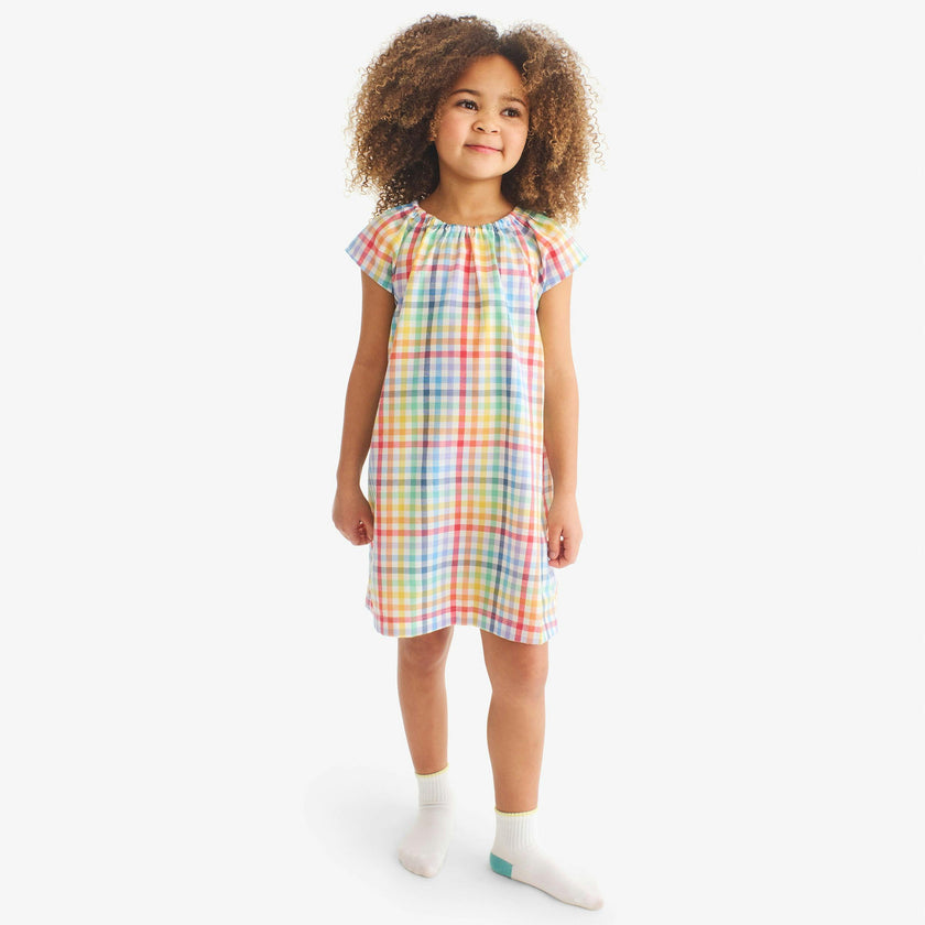 Clearance kids nightgown in rainbow plaid