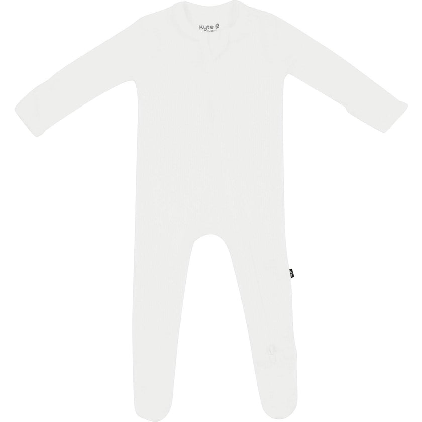 Ribbed Zipper Footie, Cloud