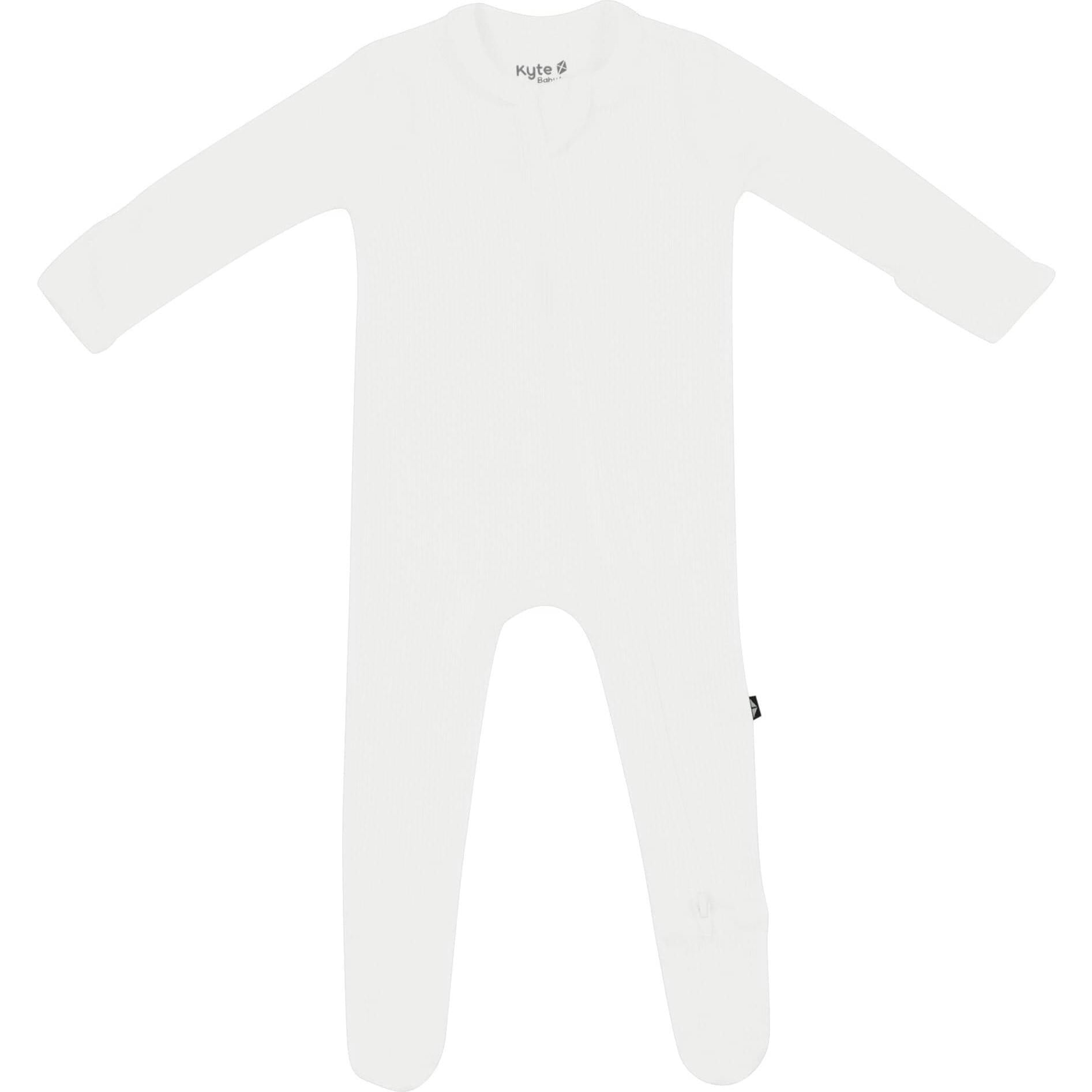 Ribbed Zipper Footie, Cloud