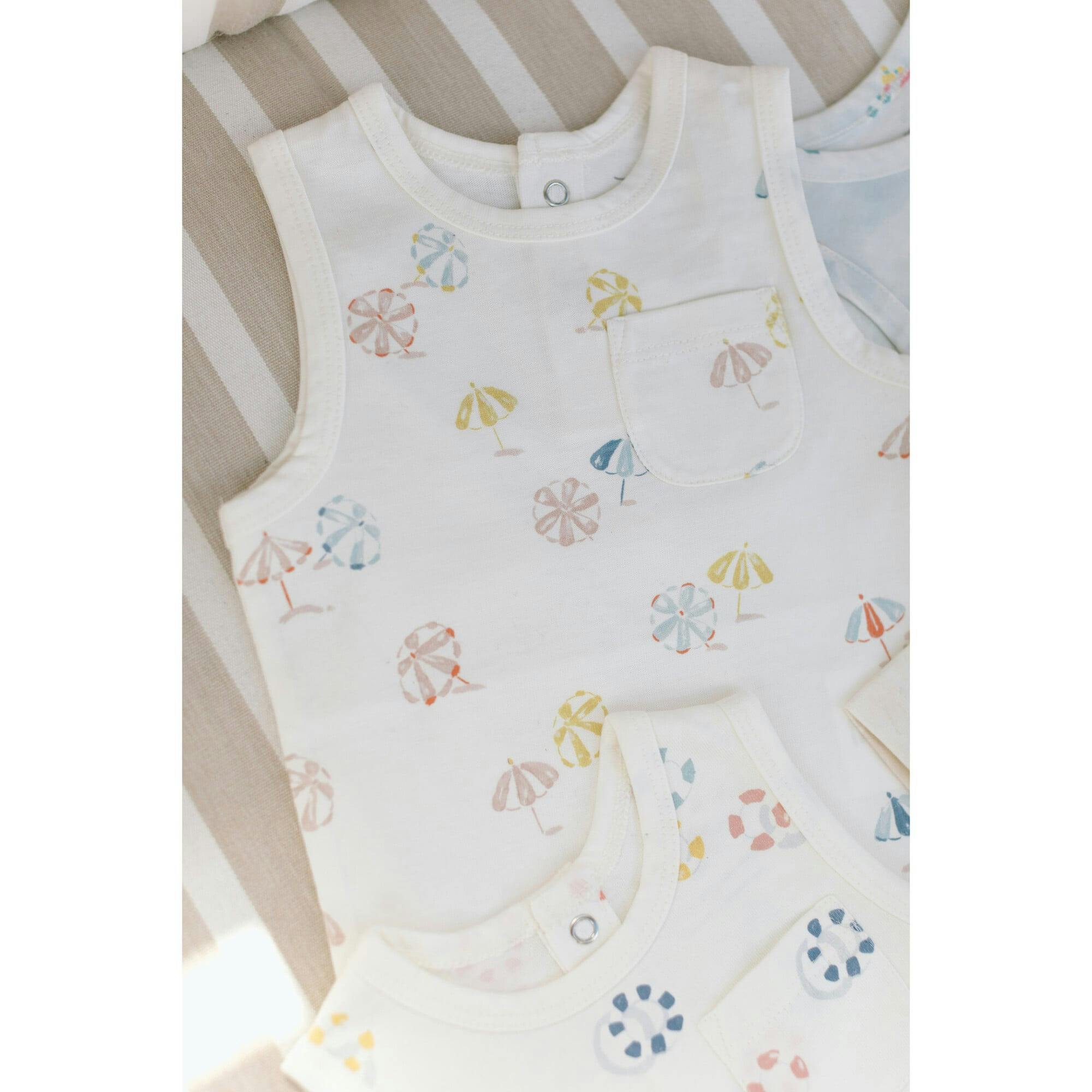 Girls Front Pocket Tank Top, Cream