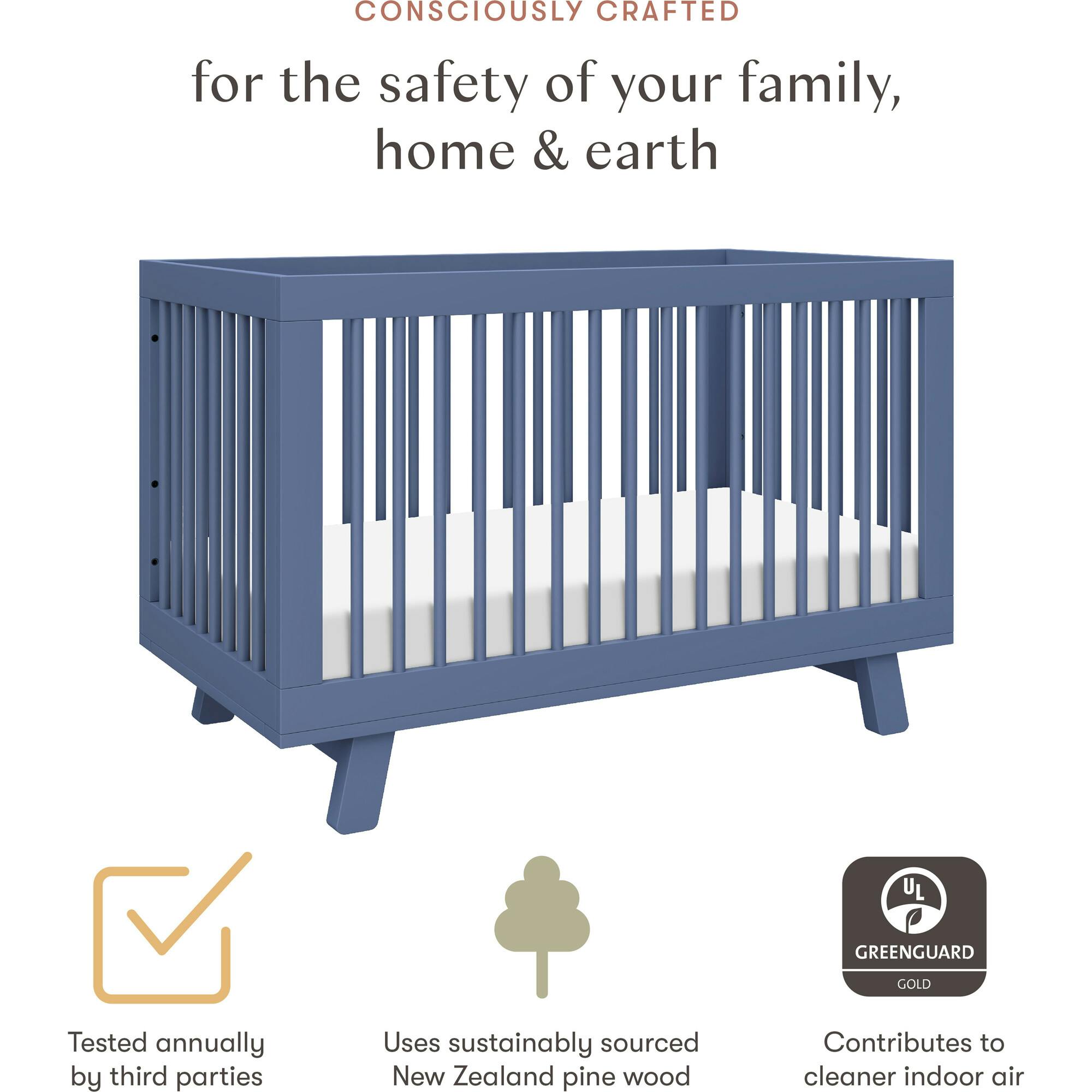 Hudson 3-In-1 Convertible Crib With Toddler Bed Conversion Kit