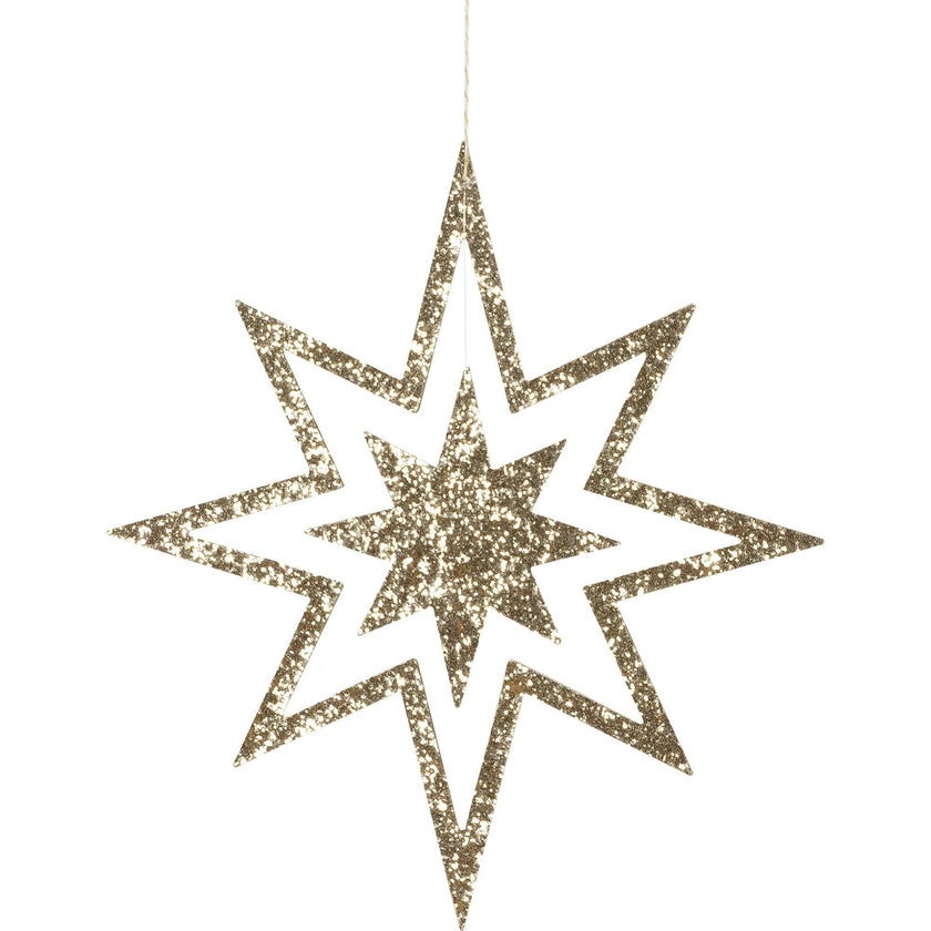 Large Glitter Wooden Star Decorations