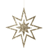 Large Glitter Wooden Star Decorations