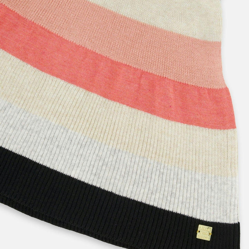 Striped Knit Skirt Beige Black and Pink