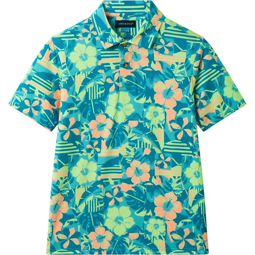 Big Kid Boys Short Sleeve Polo | Sunset Tropics