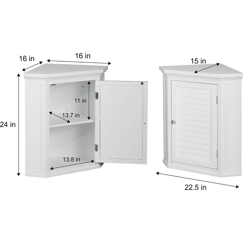 Glancy Wooden Corner Wall Cabinet with Shutter Door