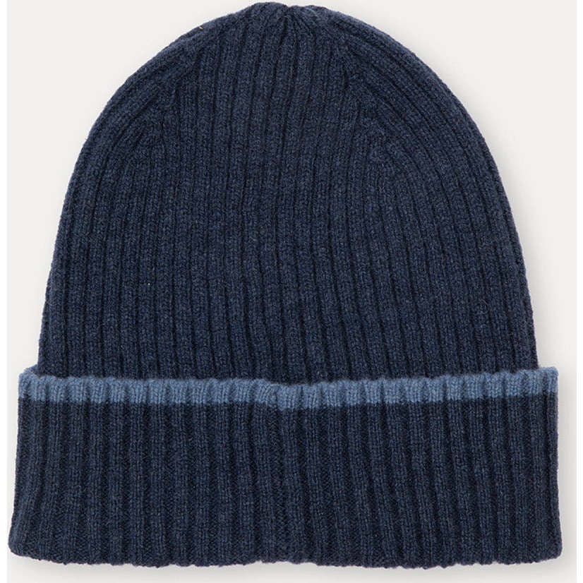 Merino Cashmere Ribbed Rolled-Up Beanie