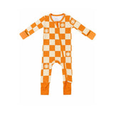 Baby Bamboo Pajamas w/ DreamCuffs® - Pumpkin Checkerboard
