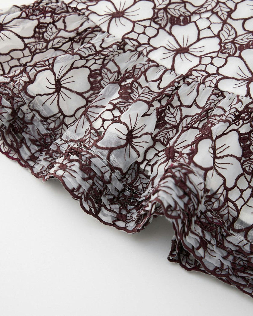 Chelsea Cotton Embroidered Dress, Wine