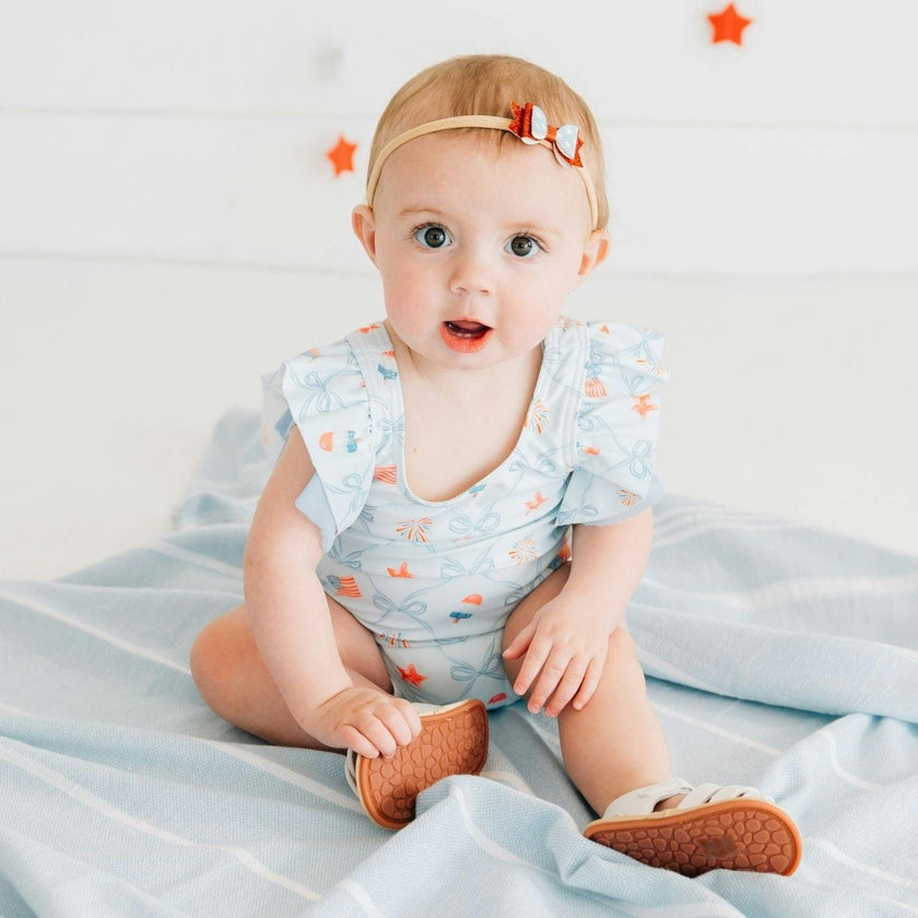 Glitter Flag Bow Baby Headband