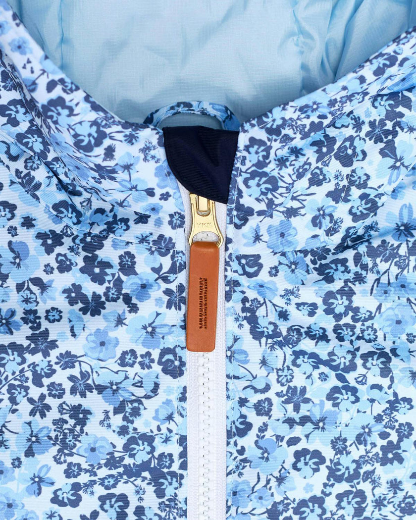 Kids Winter Coat in Blue Ditsy Floral