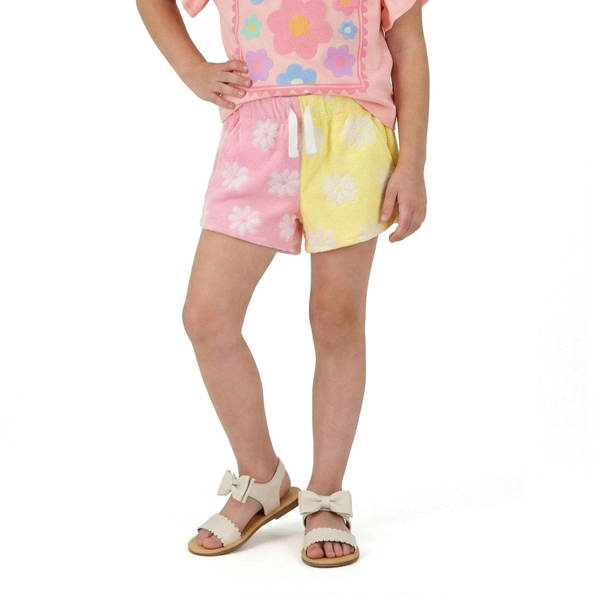 Girls Colorblocked Terry Short | Pink Floral