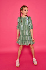 Tiered Porto Dress - Fairfield Forest Stripe