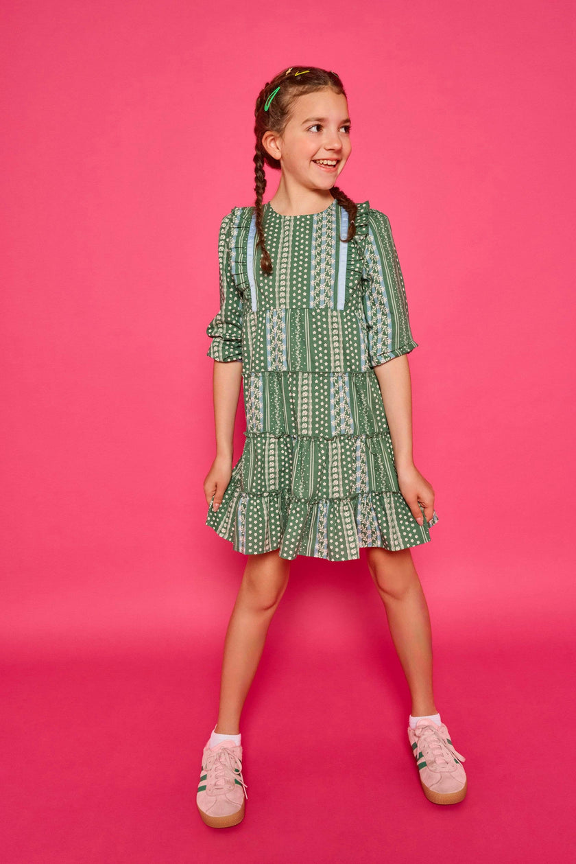 Tiered Porto Dress - Fairfield Forest Stripe