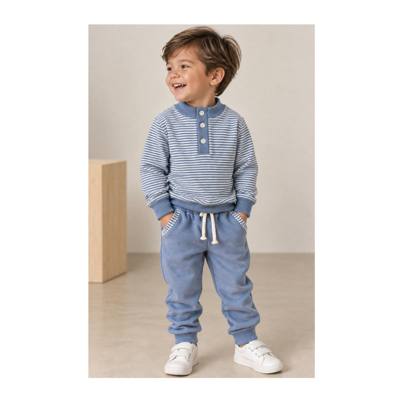 Striped Sweatsuit Set, Blue