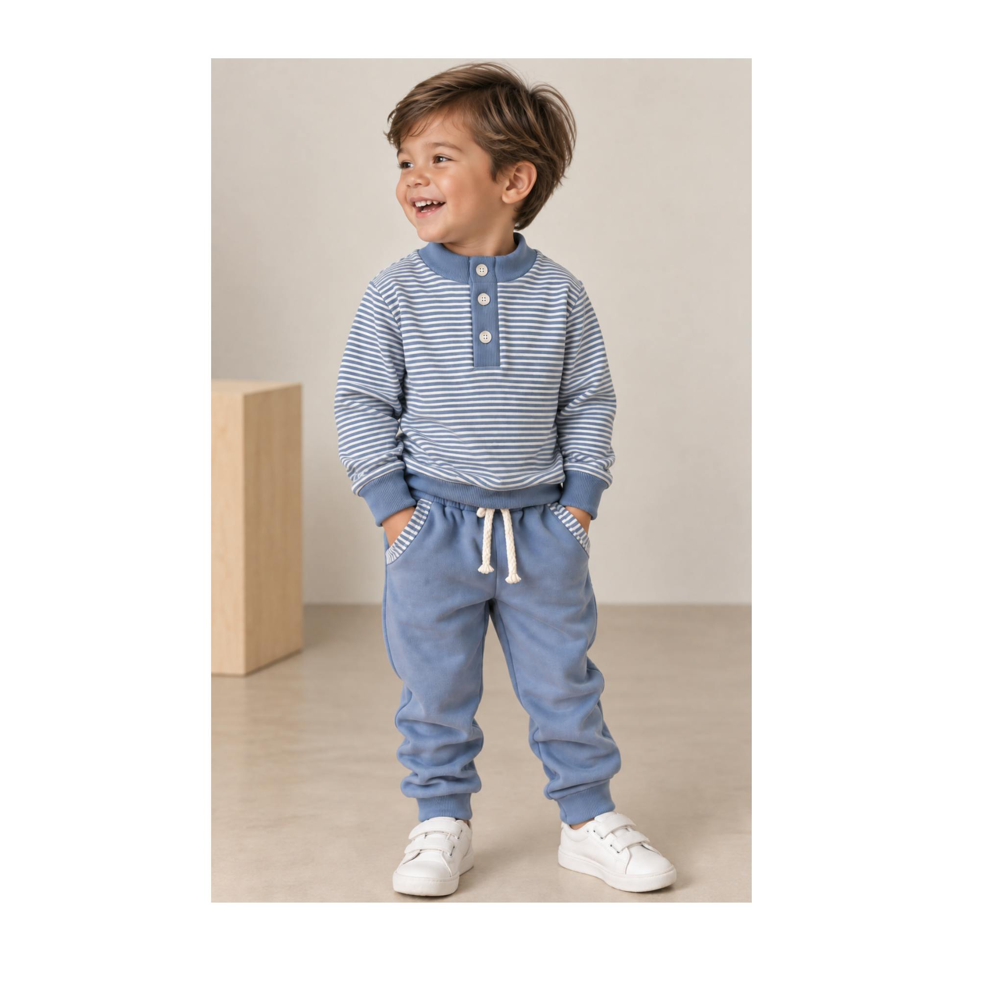 Striped Sweatsuit Set, Blue
