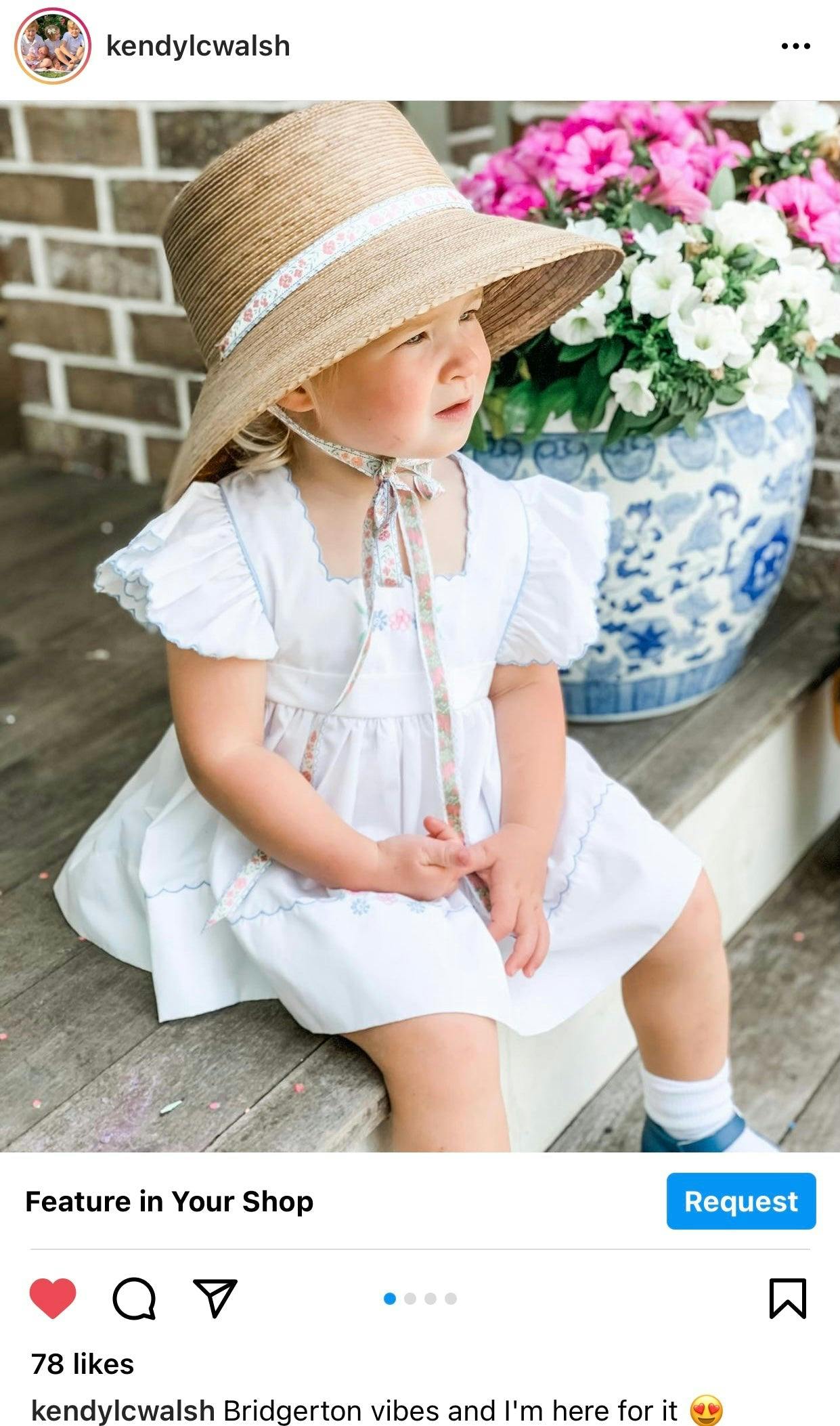 Palmetto Girl’s Hat - Long Coral Grosgrain Ribbon