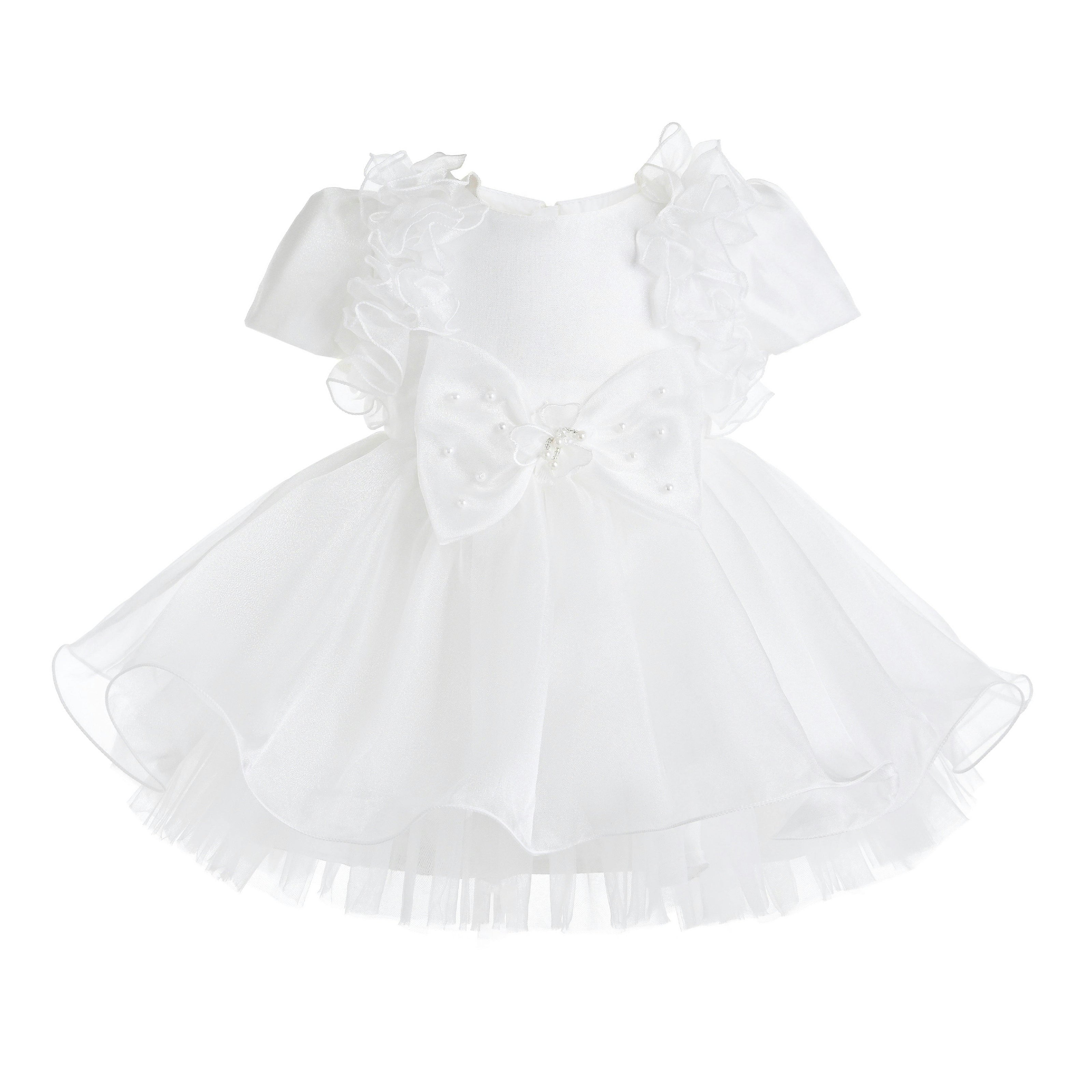 White Celestara Ruffle Bow Dress