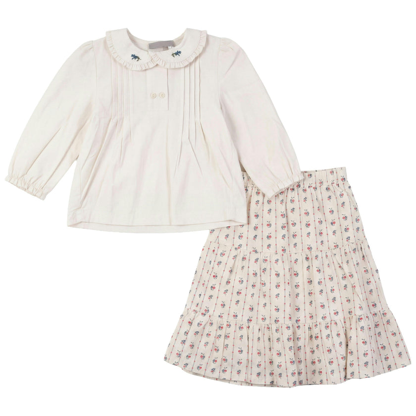 Floral Printed Blouse And Skirt Set