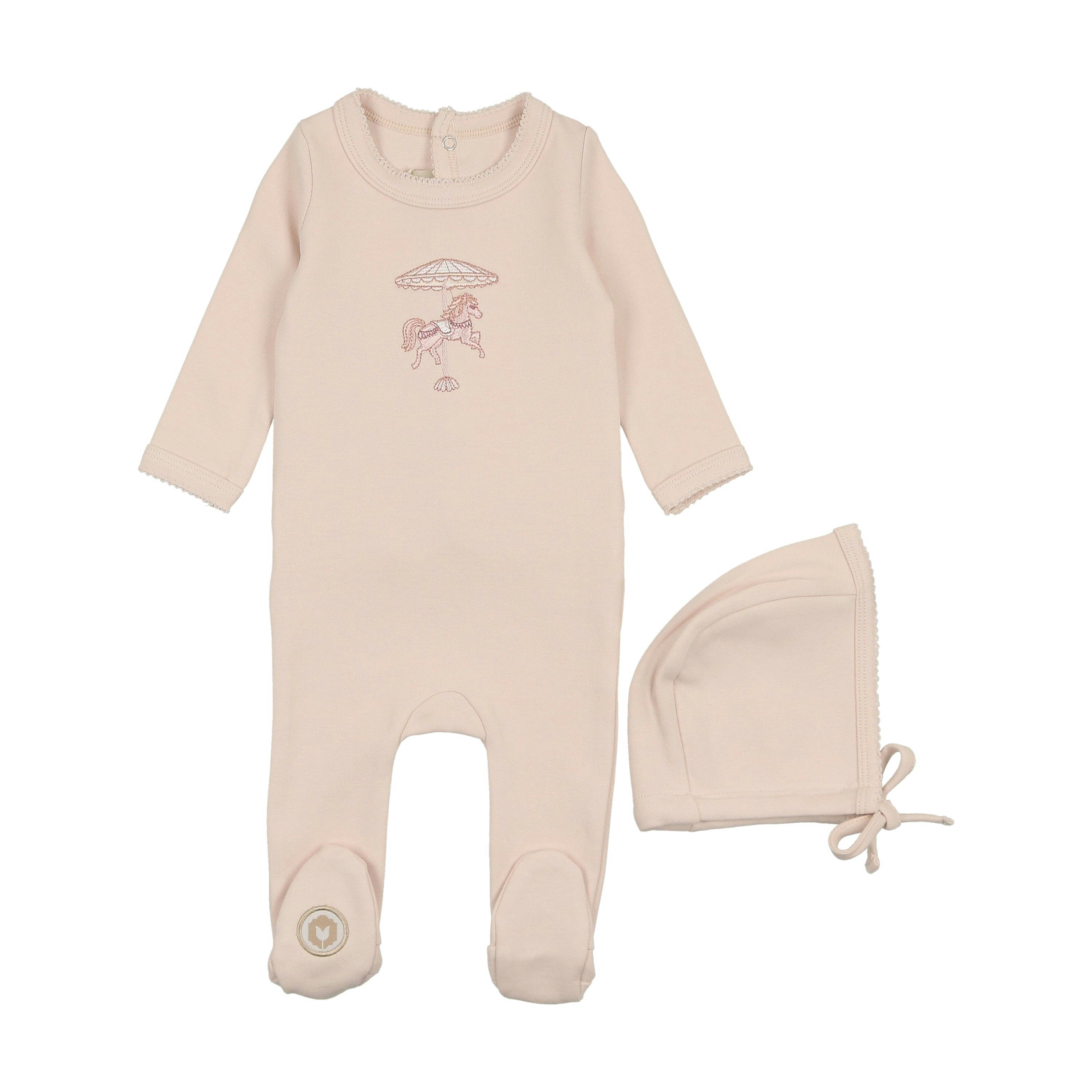 Prancing Footie & Hat Set Barely Pink