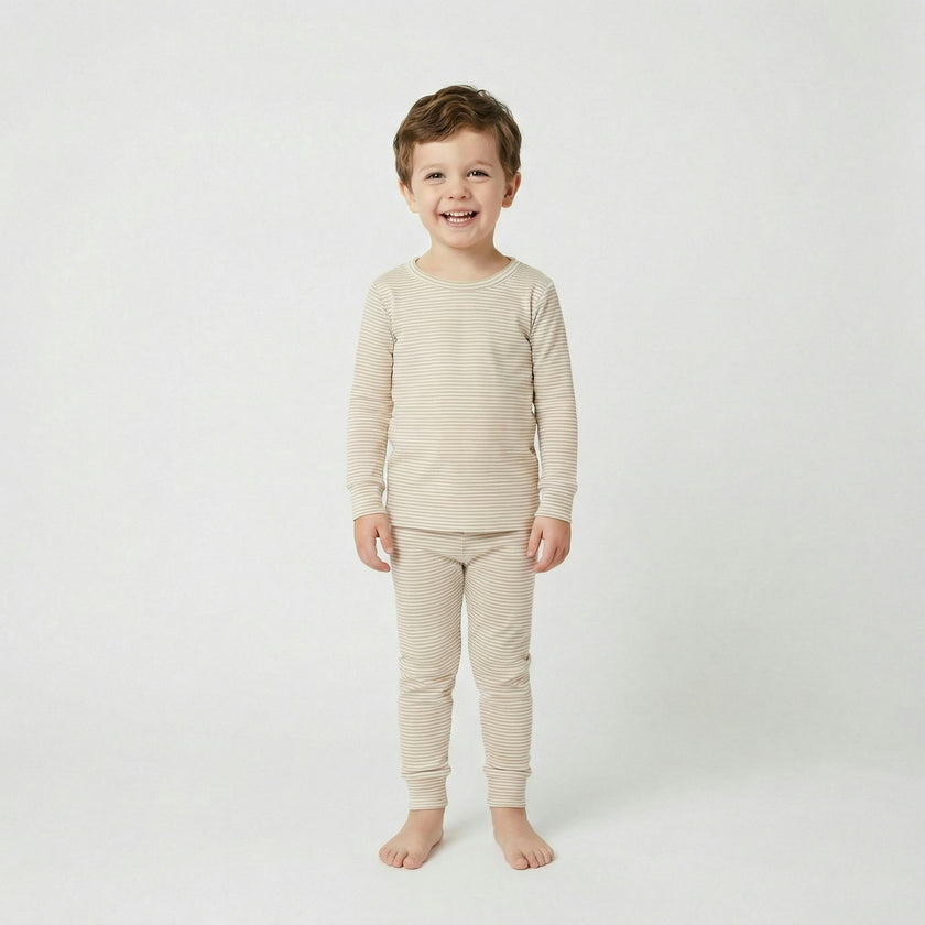 Oatmeal Stripe Bamboo Kids Pajama Set