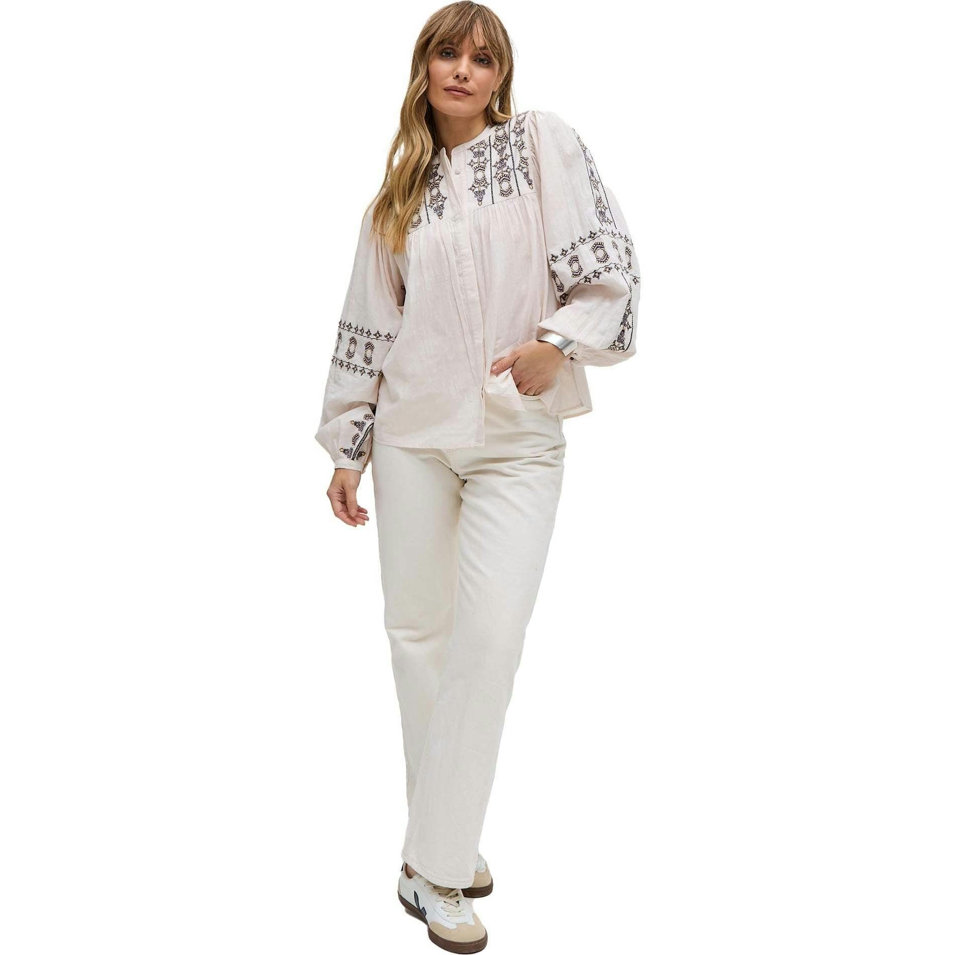 Demi Embroidered Ballon Sleeve Shirt