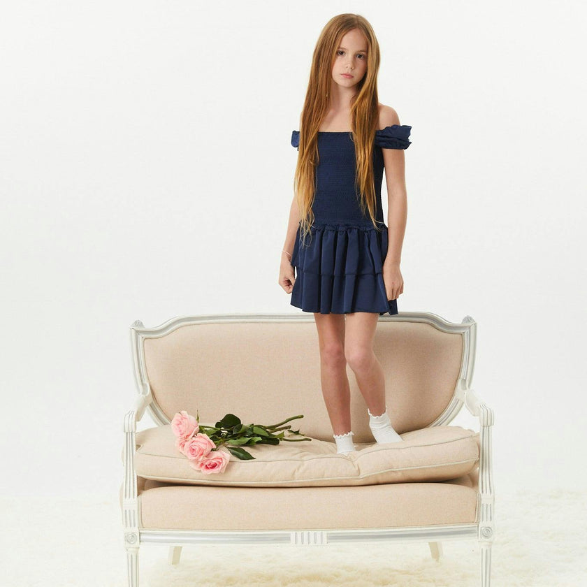 Lexi Cap Smocked Dress - Navy