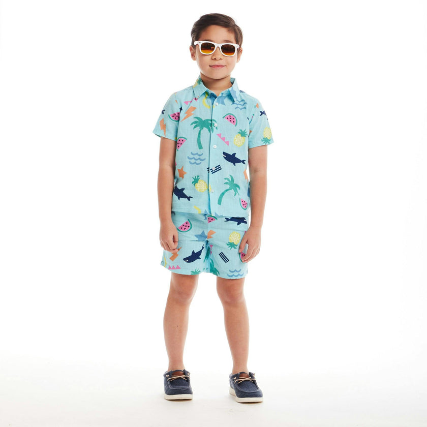 Kids 2-Piece Fun Print Matching Buttondown Set
