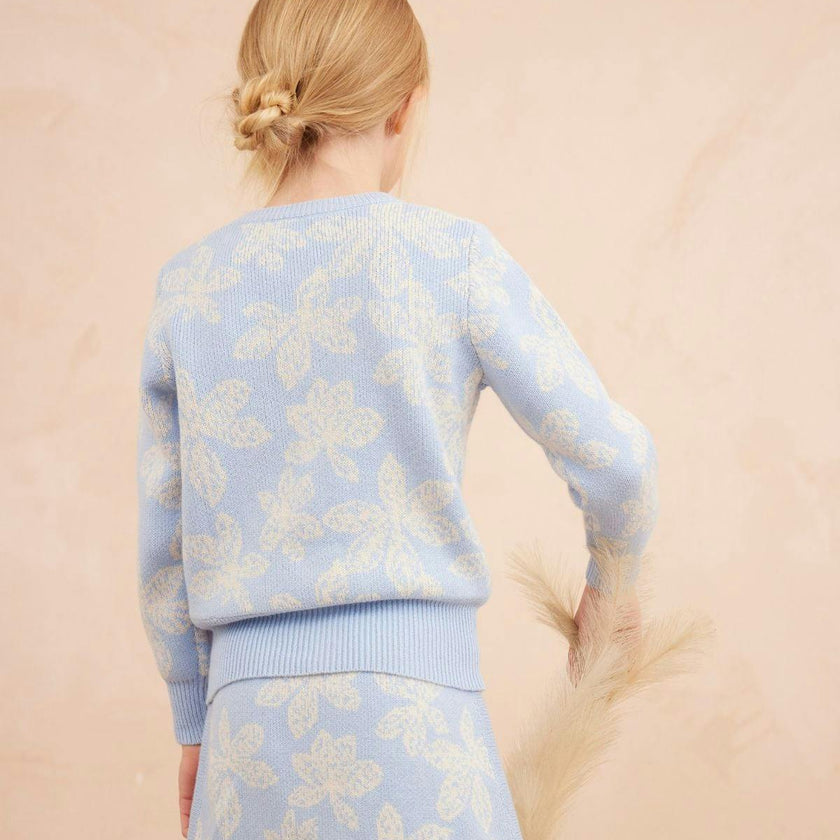 Chestnut Leaves Cardigan | Sky
