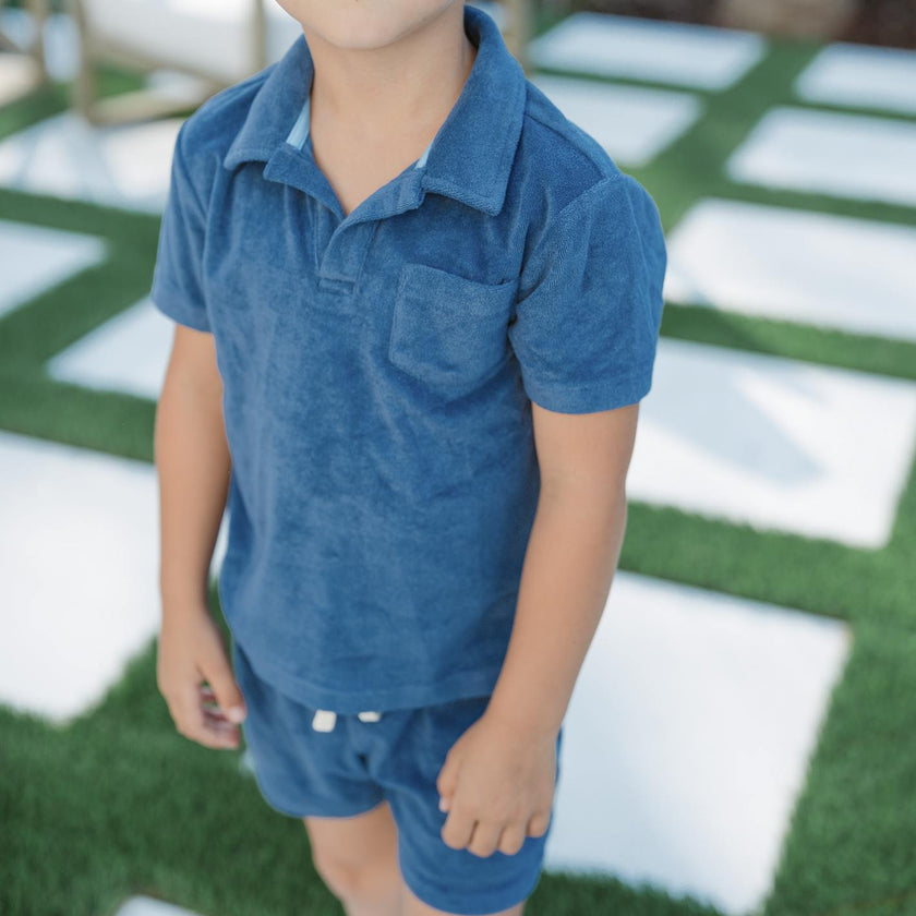 boys newport navy french terry short