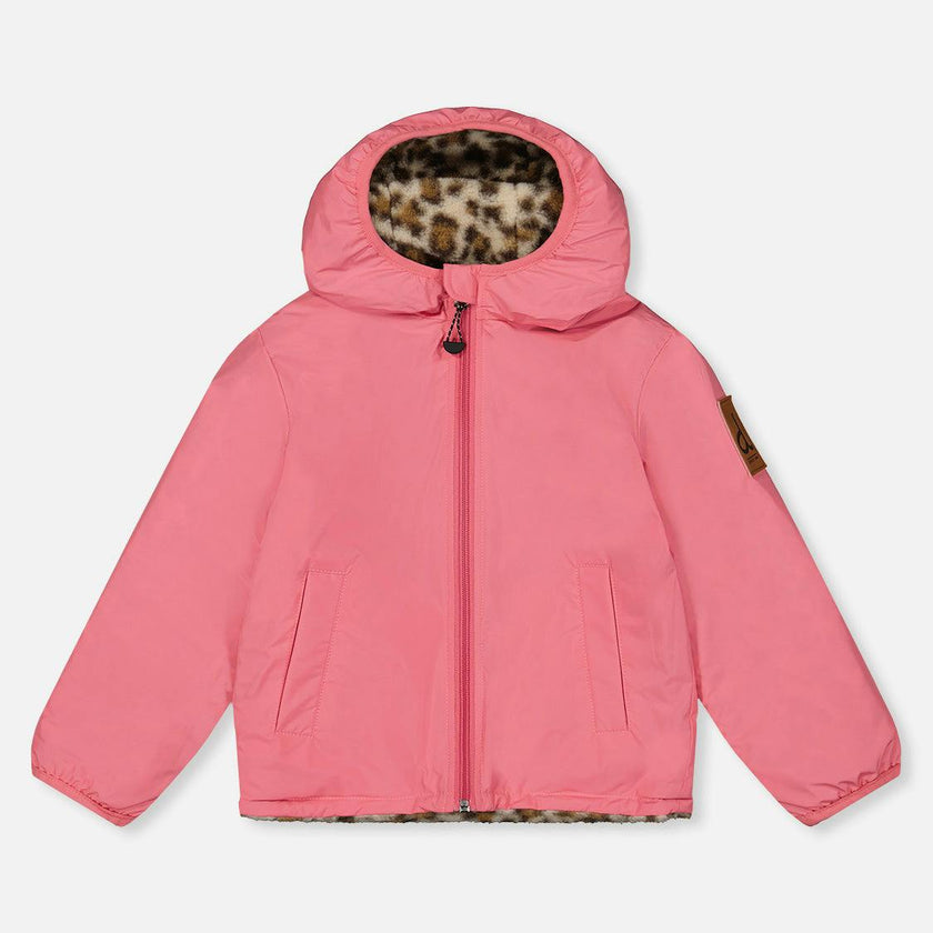 Reversible Mid-Season Jacket Pink And Leopard