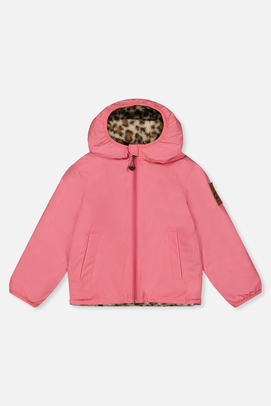 Reversible Mid-Season Jacket Pink And Leopard
