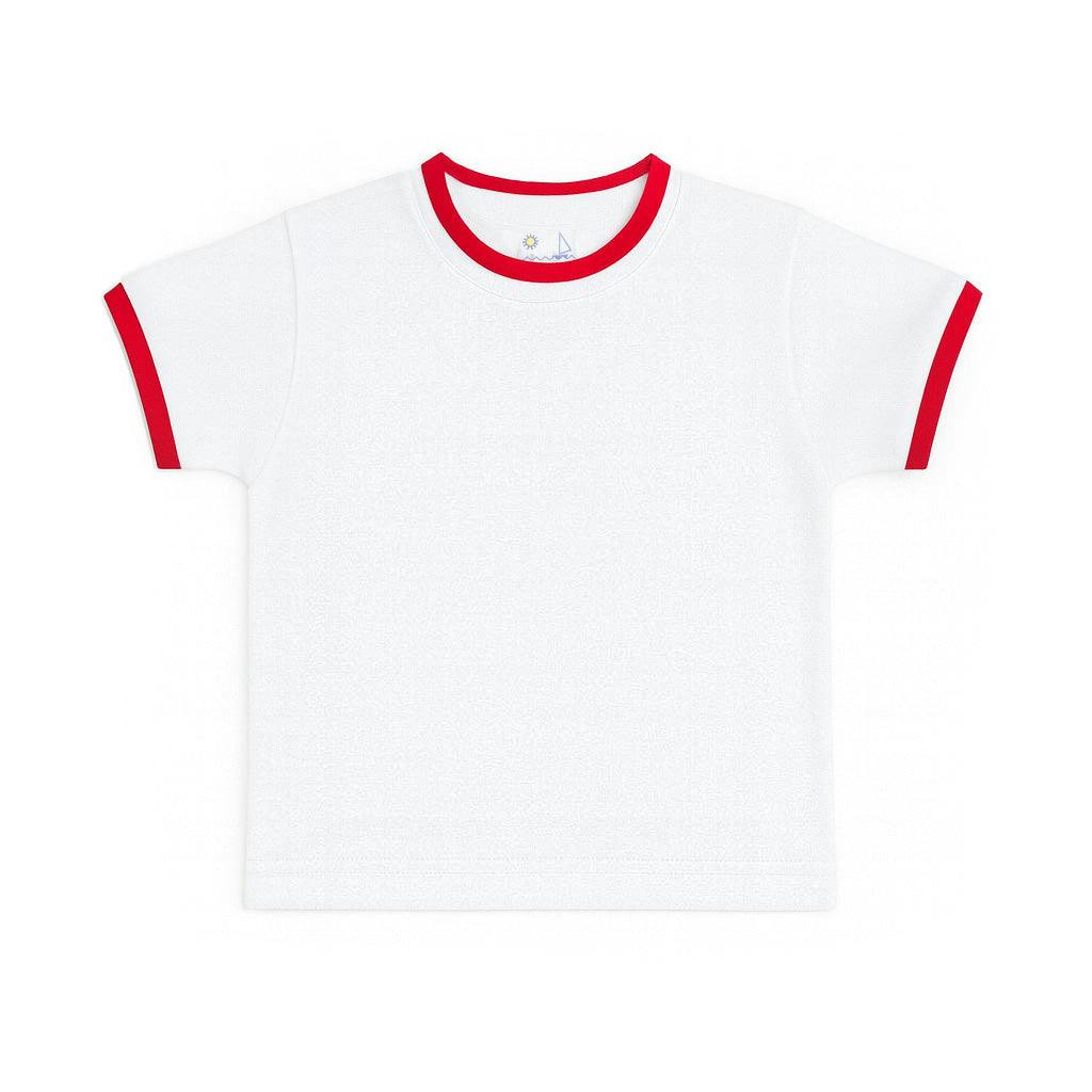 White T-Shirt With Red Tipping