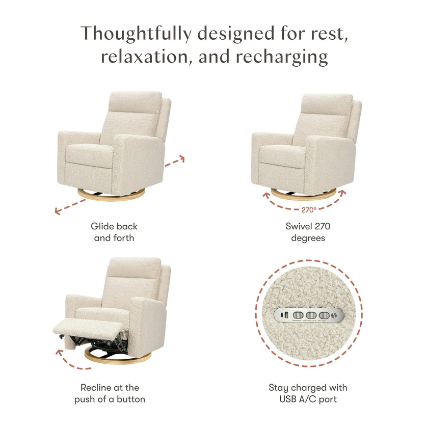 Babyletto Sigi Pro Power Recliner and Swivel Glider with Power Adjustable Headrest and Lumbar Support