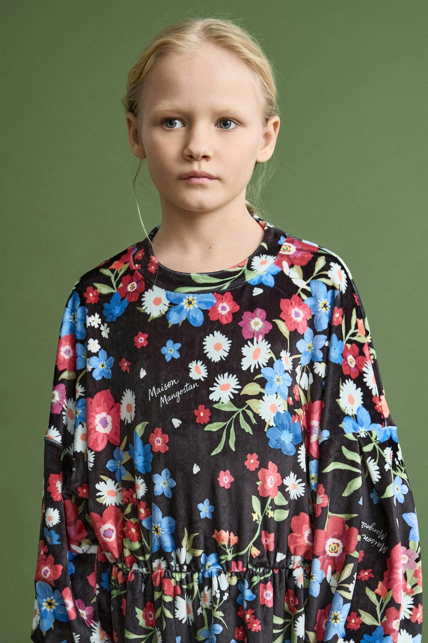 VELVET FLORECITAS DRESS BLACK