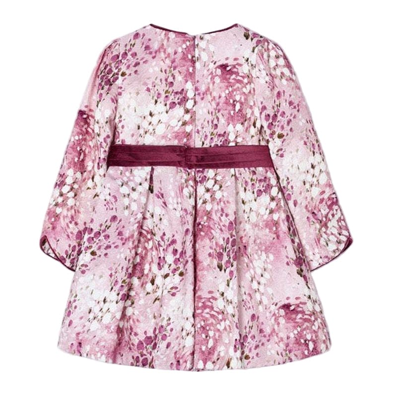 Pink Floral Print Jacquard Dress