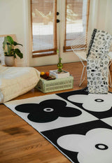 Black and White Four Leaf Clover Rug