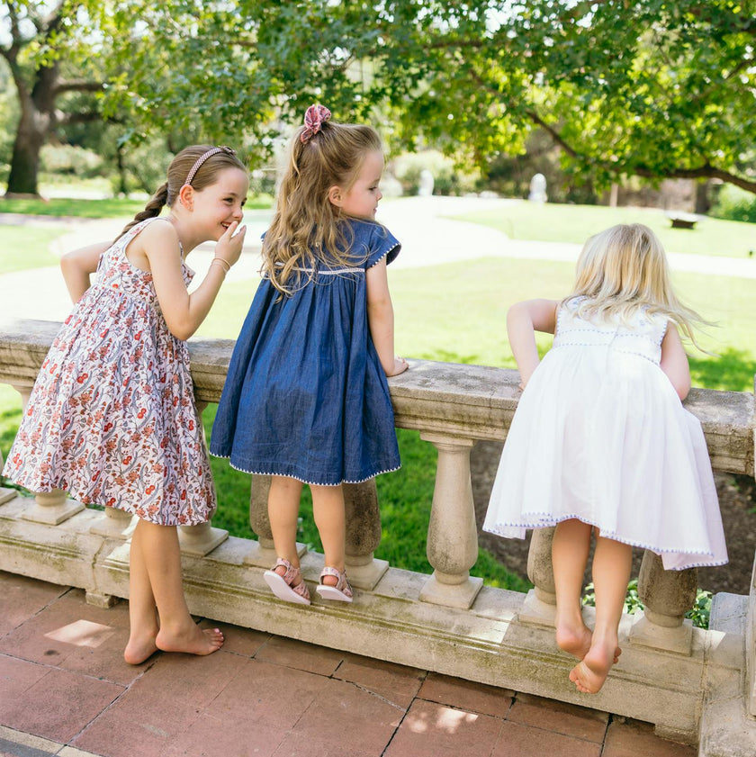 girls white embroidered pinafore dress