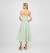 The Margot Dress - Green Jacquard Stripe