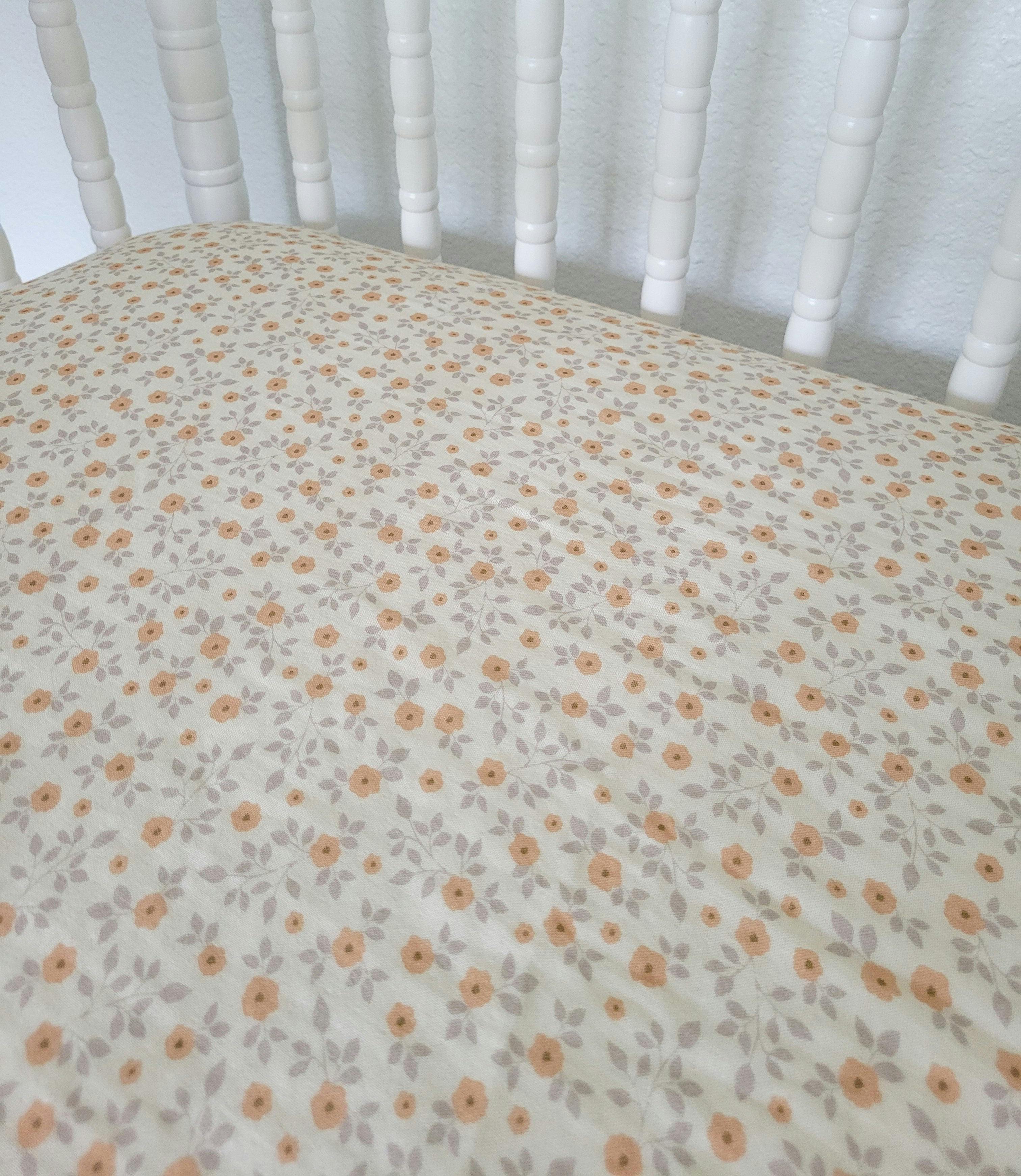Georgia Peach Floral Muslin Crib Sheet