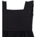 Organic Pleated Bodice Sateen Party Dress, Black