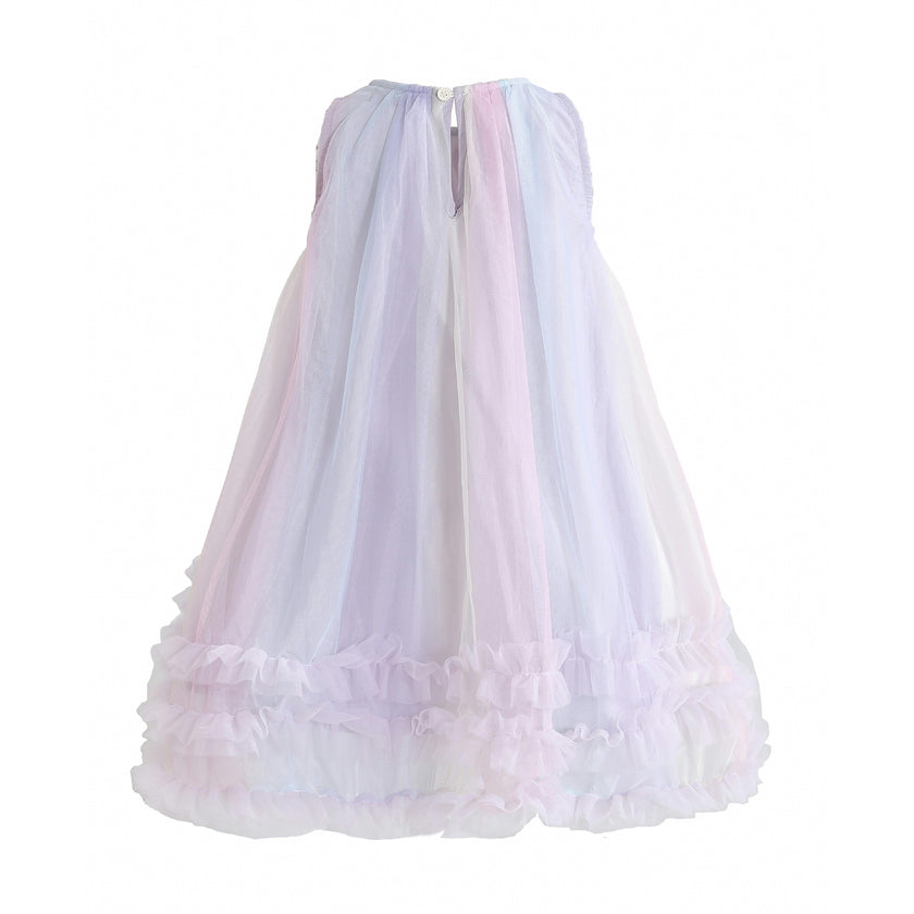 Purple Orielle Pastel Bow Ruffle Dress