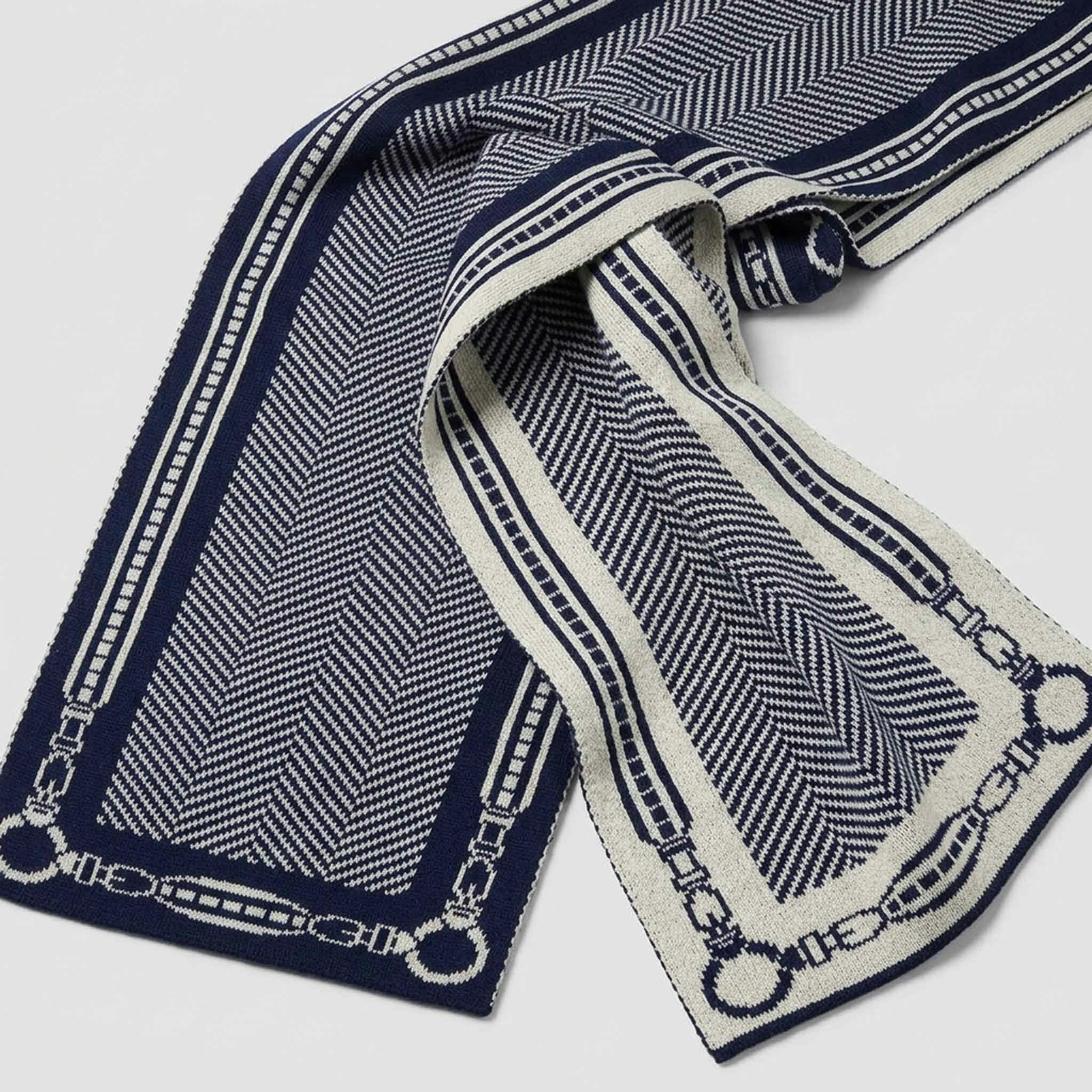 Reversible Sustainable Chevron Scarf - Equestrian Harness Herringbone