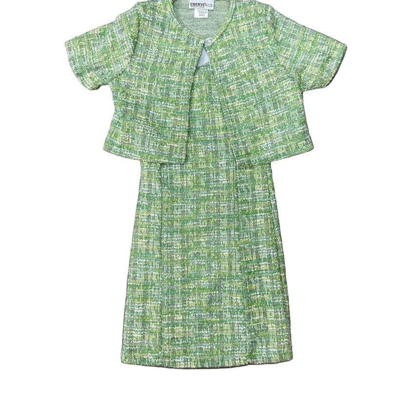 Girls Boucle Tank Dress With Matching Jacket