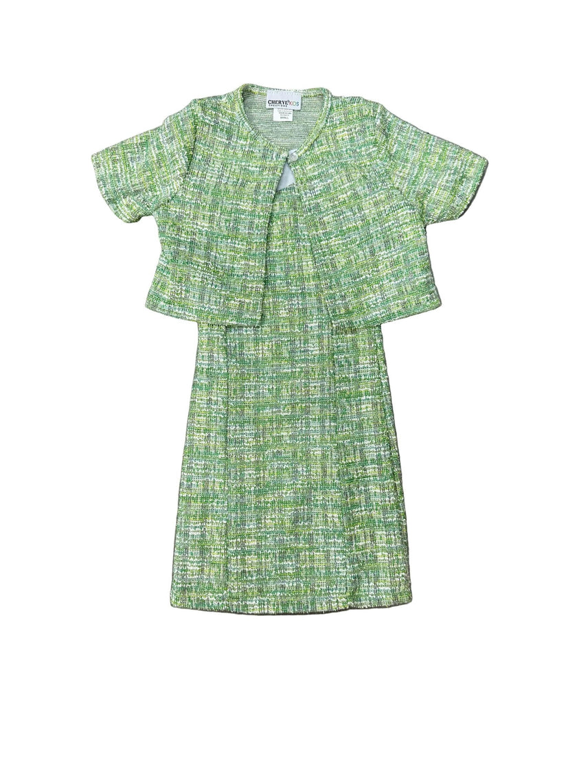Girls Boucle Tank Dress With Matching Jacket