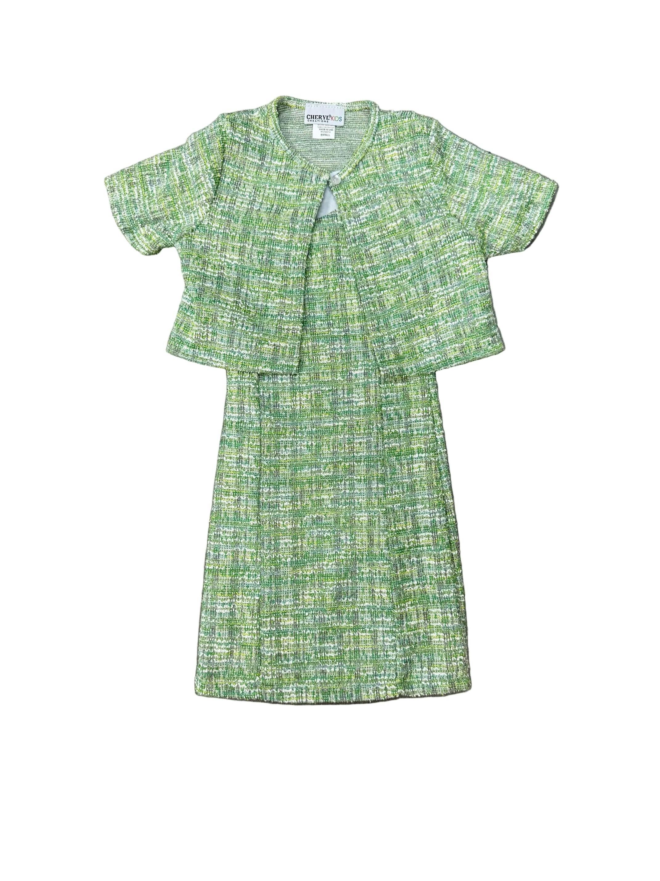 Girls Boucle Tank Dress With Matching Jacket