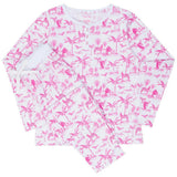 Women's Skydog Toile Pink Jersey Long PJ Set - Organic Stretch Cotton